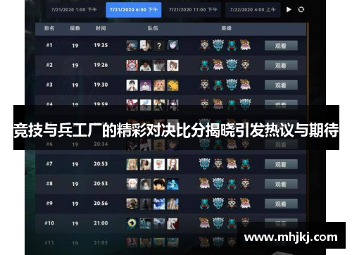 竞技与兵工厂的精彩对决比分揭晓引发热议与期待